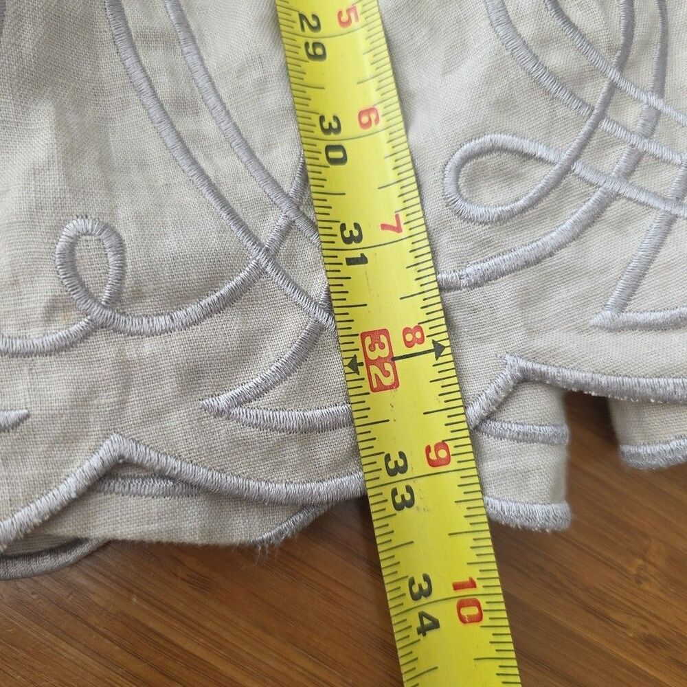 Innika Choo Linen Dress Skirt Tan O/S Cottage Coquette Embroidered Lined NWT - Picture 12 of 12
